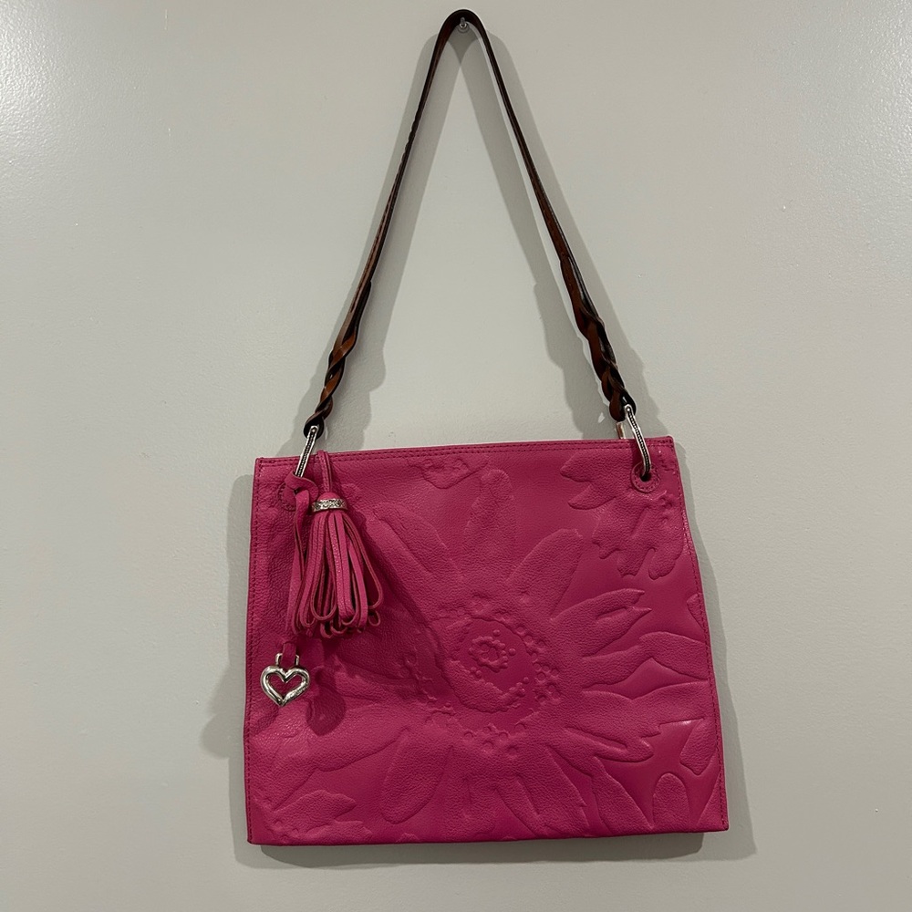 BRIGHTON Pink Embossed Floral Tote Bag